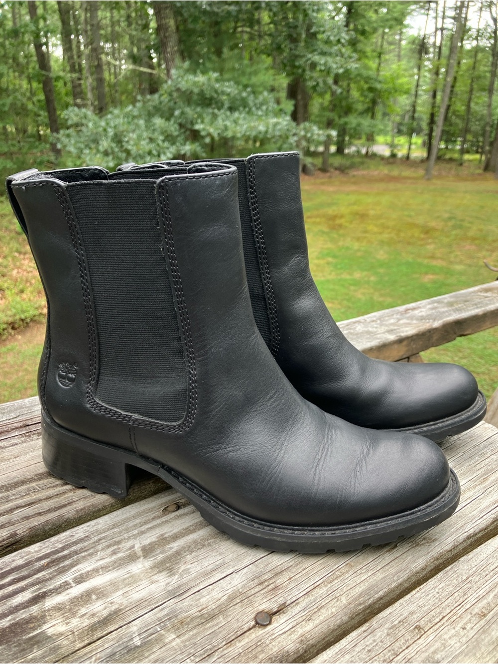 Timberland Black Leather Chelsea Boots Pull-On